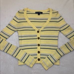 yellow striped sweater/cardigan